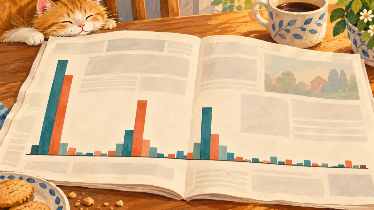 Bar chart of the numbers newspaper readers chose in the 1997 two-thirds game, with tall spikes at about 33, about 22 and at 0 or 1